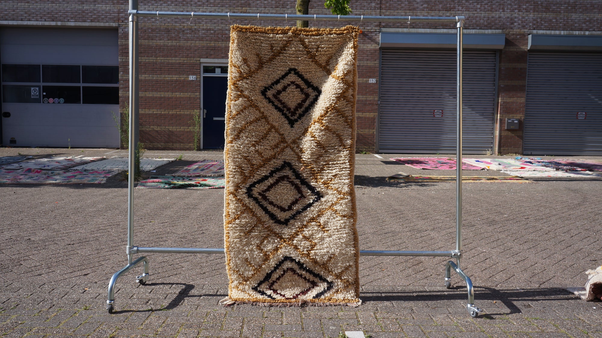 Neutral Bohemian Hallway Wool Rug