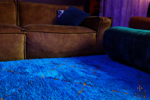 Zayan-tapijt van blauw garen