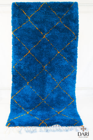 Zayan-Teppich aus blauem Garn