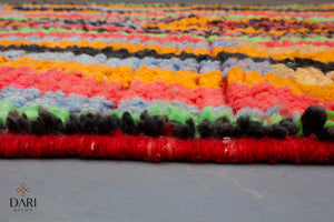 COLORFUL LINED PATTERN WOOL RUG