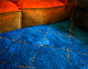 Zayan-Teppich aus blauem Garn