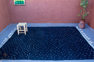 SPOTTED PATTERN NAVY WOOL RUG